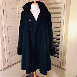 Classic Black Wool Coat Swing Coat